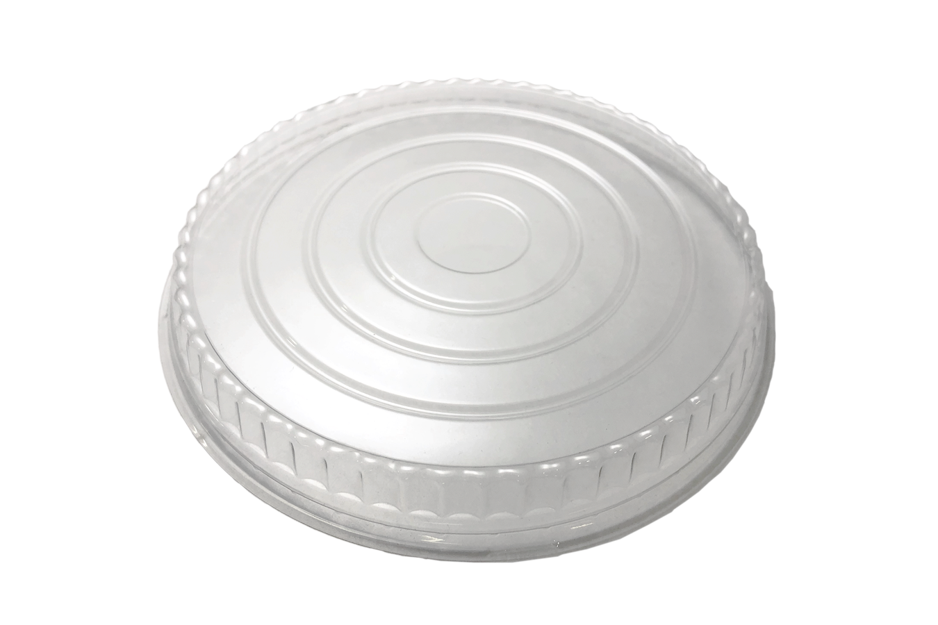 Line art illustration of clear transparent plastic non-vented lid for Ecopax 32 oz Athena paper bowl