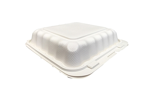Ecopax PP241 Medium Shallow Polypro White Hinged Lid, 7.88x8x2.5, 150/case, Price/Case