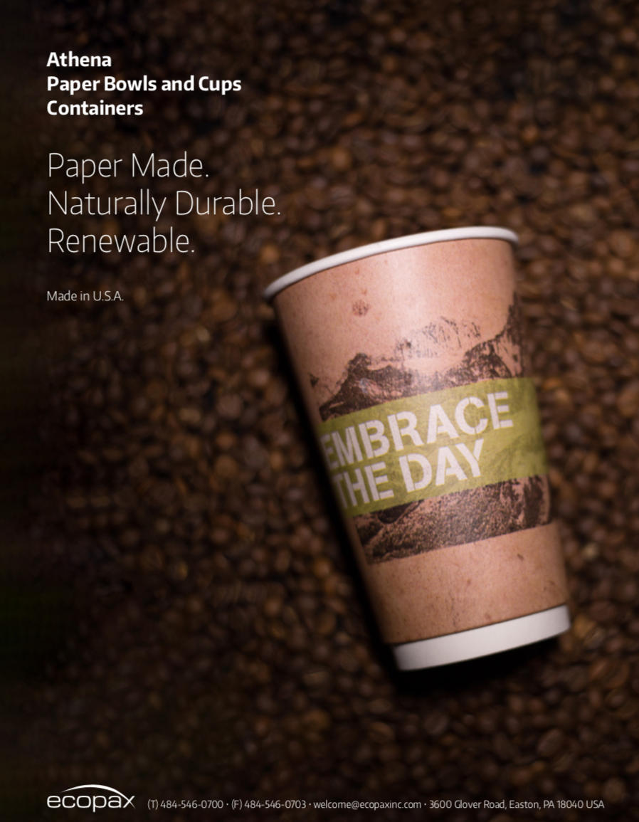 Ecopax double wall coffee cup with brown coffee beans background
