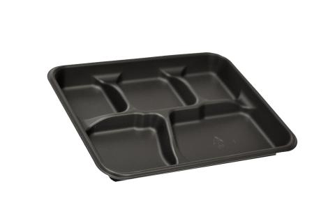 Black Polypropylene PP Plastic Pebble Box School Tray with 5 compartments